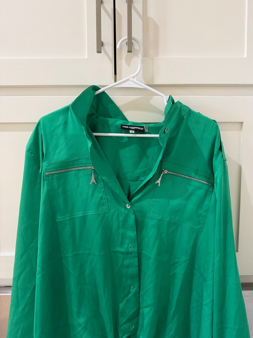 Karl Lagerfeld Emerald Green Zip-Accent Shirt